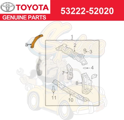 Delantal soporte radiador conductor L genuino Toyota 53222-52020 07-12 Yaris Foto 1 de 3
