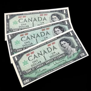 1967 Canada 1 Dollar Centennial Paper Money No Serial Banknotes Lot w/Stains UNC - Picture 1 of 4