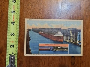 SELTENE ALTE VINTAGE POSTKARTE EISENERZFRACHTER AM LAKE SUPERIOR - Bild 1 von 2
