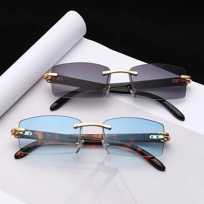 Driving Sun Glasses Fashion Shades Rimless Rectangle Sunglasses Punk Sunglasses - image 1 of 4