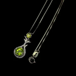 Summer 925 Silver Necklace Round Peridot 8mm Simulated Cz Gemstone Jewelry 18 - Picture 1 of 10