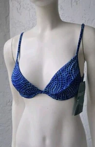 Nuevo de Lote Antiguo Años 90 Baltex Body Con Aros Bikini Top Azul Mujer Talla 8 Hecho en Canadá - Imagen 1 de 6