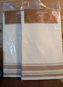 2 Soft Touch PremiumDisposable Tablecloth, cream/white/copper/rose stripe,54x102 - Picture 1 of 4