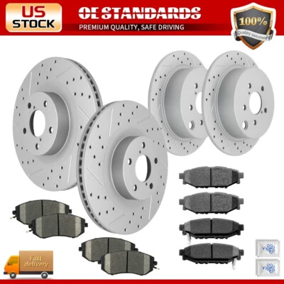 Front Rear Drilled Disc Rotors Ceramic Pads for Subaru XV Crosstrek Forester - Imagem 1 de 4