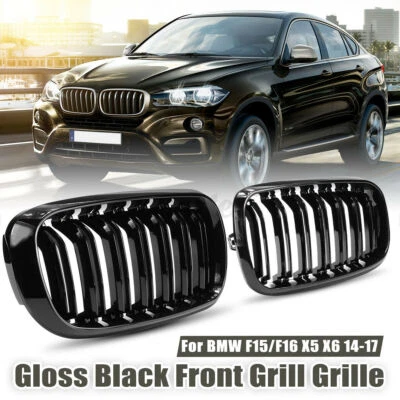 Parachoques delantero parrilla riñón negro brillante para BMW X5 X6 F15 F16 X5M 2014-2018 Foto 1 de 4