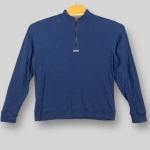 Robert Graham Pullover Mens Large Waffle Quarter 1/4 Zip Mockneck Sweater Blue - Picture 1 of 7
