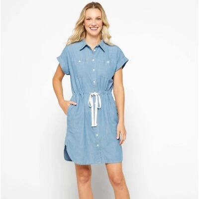 NWT Lauren Ralph Lauren River Wash Chambray Short-Sleeve Shirtdress Size 2 Denim - Image 1 of 4