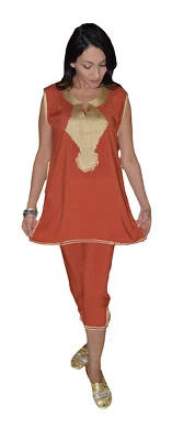 Кафтан кафтан DressTunic Summer Beach марокканский блузка 2 изделия верх и низ - Изображение 1 из 4