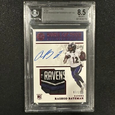 2021 Panini Encased Rashod Bateman RPA /15 Logo Patch Ravens 8.5 - Image 1 of 4