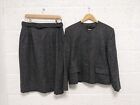 Laird-Portch of Scotland Wool 2-Piece Jacket & Skirt Suit Set Grey - Size 14