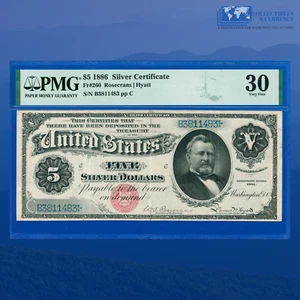 Fr.260 1886 $5 Five Dollars Silver Certificate "MORGAN BACK", PMG 30 Cmt #11483 - Picture 1 of 3