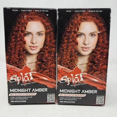 Lote de 2 ~ Splat Midnight Amber Rebellious Hair Color Una Aplicación Sin Blanqueador Foto 1 de 2