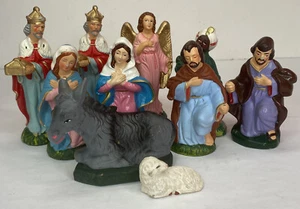 Lot Of 10 Vintage Paper Mache Nativity Scene Figures Made In Japan - Picture 1 of 10