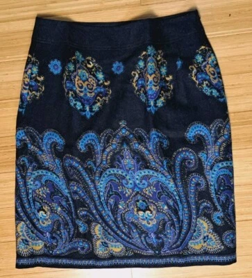 Falda de lana forrada negra azul cachemira corte lápiz ligera 10 LAND'S END para mujer Foto 1 de 4