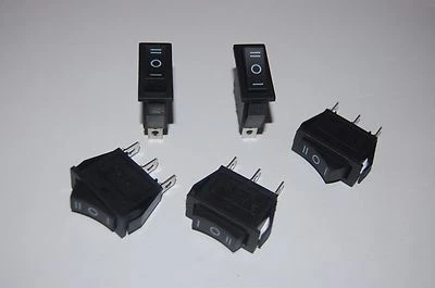 5Pcs Rectangle 3 Position ON-OFF-ON Boat Rocker Switch 3 Pin 250V AC 15A