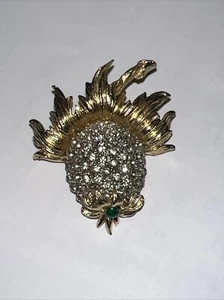 Vintage Signed Hobe Brooch Gold Silver Tone Thistle Flower berry pineapple Pin - Picture 1 of 10