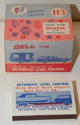 1966 Buick Matchbox Matches Advertising H3 Option Auto Level Control Dealer Box - Image 1 of 4