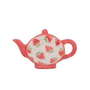 Strawberry Tea Bag Dish, Quirky Teapot Shaped Ceramic Dish by Sass & Belle - Picture 1 of 1