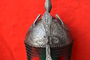 Vintage Mughal Islamic iron Kufic Helmet Khula Khud Helmet engraved Armor - Picture 1 of 10