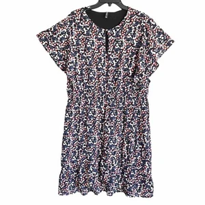 Massini Sz XL Short Flutter Sleeve Ruffle Tier Dress Elastic Waist - Picture 1 of 15