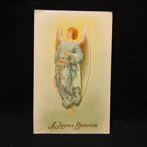 POSTCARD A JOYOUS EASTER ANGEL SCENE POSTMARKED 1910 EMBOSSED - Picture 1 of 2