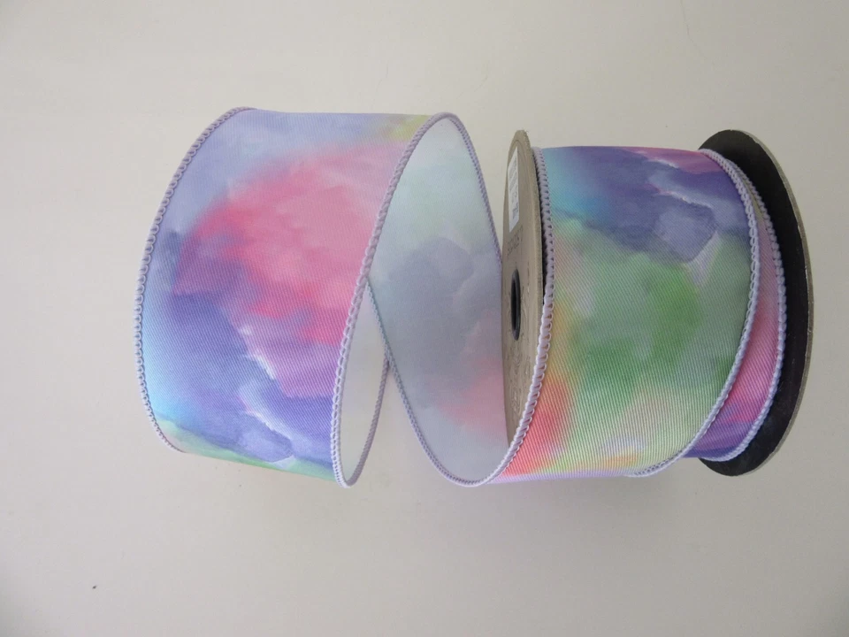 Rainbow Color Wire Edge Ribbon 2 1/2" x 10 yards d stevens Spring Easter Wreaths - Image 1 of 1