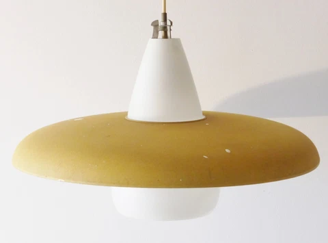 Philips: Large Chandelier Saucer Yellow 1950 Vintage 50S Rockabilly Light Cover