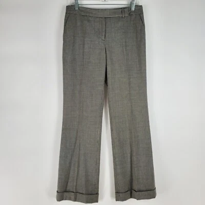 Talbots Pants Size 6 Black Wool Herringbone Signature Flare Cuffed Lined Career - Image 1 of 4
