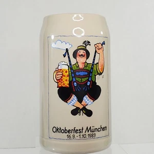 Rastal 1L Stoneware Beer Stein Mug Oktoberfest Munchen 1989 Signed T Weyh - Picture 1 of 11
