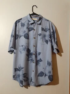 Tommy Bahama Herren Seidenhemd Kurzarm Knopfleiste blau geblümt Größe M - Bild 1 von 7