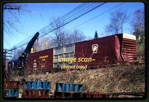Pennsy PRR Box Car and Crane at Oil City PA in 1967, Kodachrome Slide w8b - Picture 1 of 2