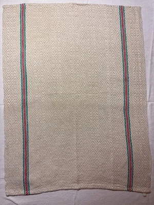 french kitchen towel  - 100% linen - green & Red Stripe - Made in France - Image 1 of 2