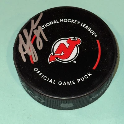 ARSENY GRITSYUK Signed New Jersey DEVILS Official GAME Puck Beckett (BAS) - Image 1 of 3