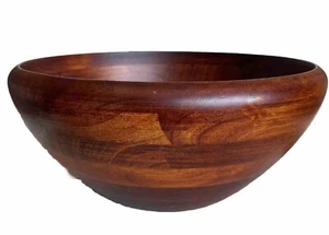 Wooden Bowl Brown Large 11 inch Diameter Decor Round Serving Fruit Display Rare - Picture 1 of 9