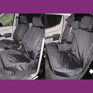 Mitsubishi L200 2006-2015 Black Waterproof Tailored Front and Rear Seat Covers - Picture 1 of 4