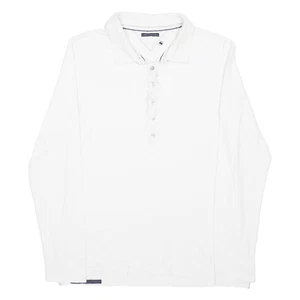 TOMMY HILFIGER Womens Polo Shirt White Long Sleeve L - Picture 1 of 6