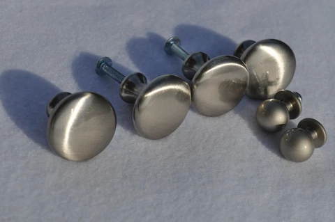 Four (4) Vintage Nickel Plated Cabinet Pulls 1 1/8" Diameter +Two Smaller Pulls Cover