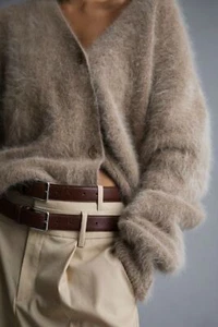 Fuzzy Button Down Langarm Strickjacke - Bild 1 von 13