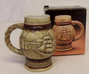 1982 Avon TALL Sailing SHIPS Miniature 5" Ceramic Beer Stein Mug NEW in BOX - Picture 1 of 1