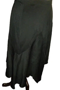 Vintage Tadashi Shoji Black Midi Flare Skirt sz M Medium - Picture 1 of 6