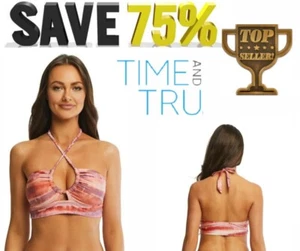 Time and Tru Women SIZE 2X 20W-22W Tie Dye Braided Halter Bikini Top Clay Brick - Picture 1 of 17
