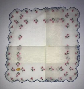 Vintage halbtransparentes besticktes Vergissmeinnicht Taschentuch Made in Switzerland unbenutzt - Bild 1 von 9