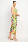 Tropical Print Sleeveless Bodycon Dress S M L