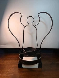Large Angel Wall Sconce/Table Top Black Wrought Iron Candle Holder HEAVY - Picture 1 of 15