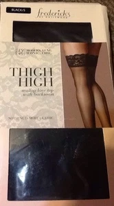 NIB Frederick's Of Hollywood Sexy Thigh High Scallop Lace Top W Backseam Black - Picture 1 of 4