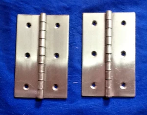 VINTAGE PAAR EDELSTAHLSCHARNIERE, 4 X 2,5" 032524f - Bild 1 von 7