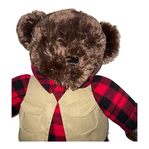 RARO 2017 Dan Dee Outdoorsman Cazador Oso de Peluche a Cuadros 24" Peluche Animal - Imagen 1 de 10