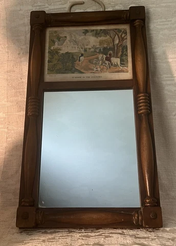 Vintage Wood Framed MIRROR Picture CURRIER IVES - SUMMER IN THE COUNTRY Scene Cover