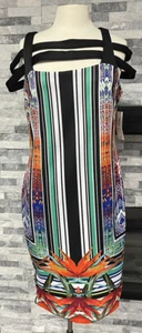 BISOU BISOU DRESS BLACK W MULTI COLOR BODY & CUT OUTS SIZE L - Picture 1 of 8