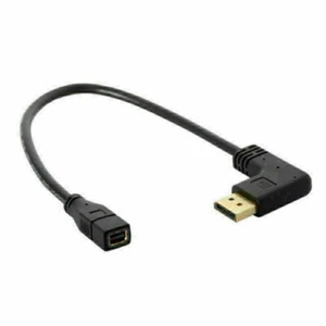 DisplayPort 90 Degree to Mini DP DisplayPort Female Cable for Displays Monitors - Picture 1 of 11
